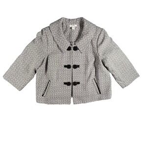 Dressbarn Women's Textured Blazer Jacket Black White Geometric Print Collar 2X